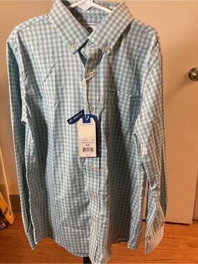 Southern Tide Light Green & White Gingham Button-Down Shirt (Kids)